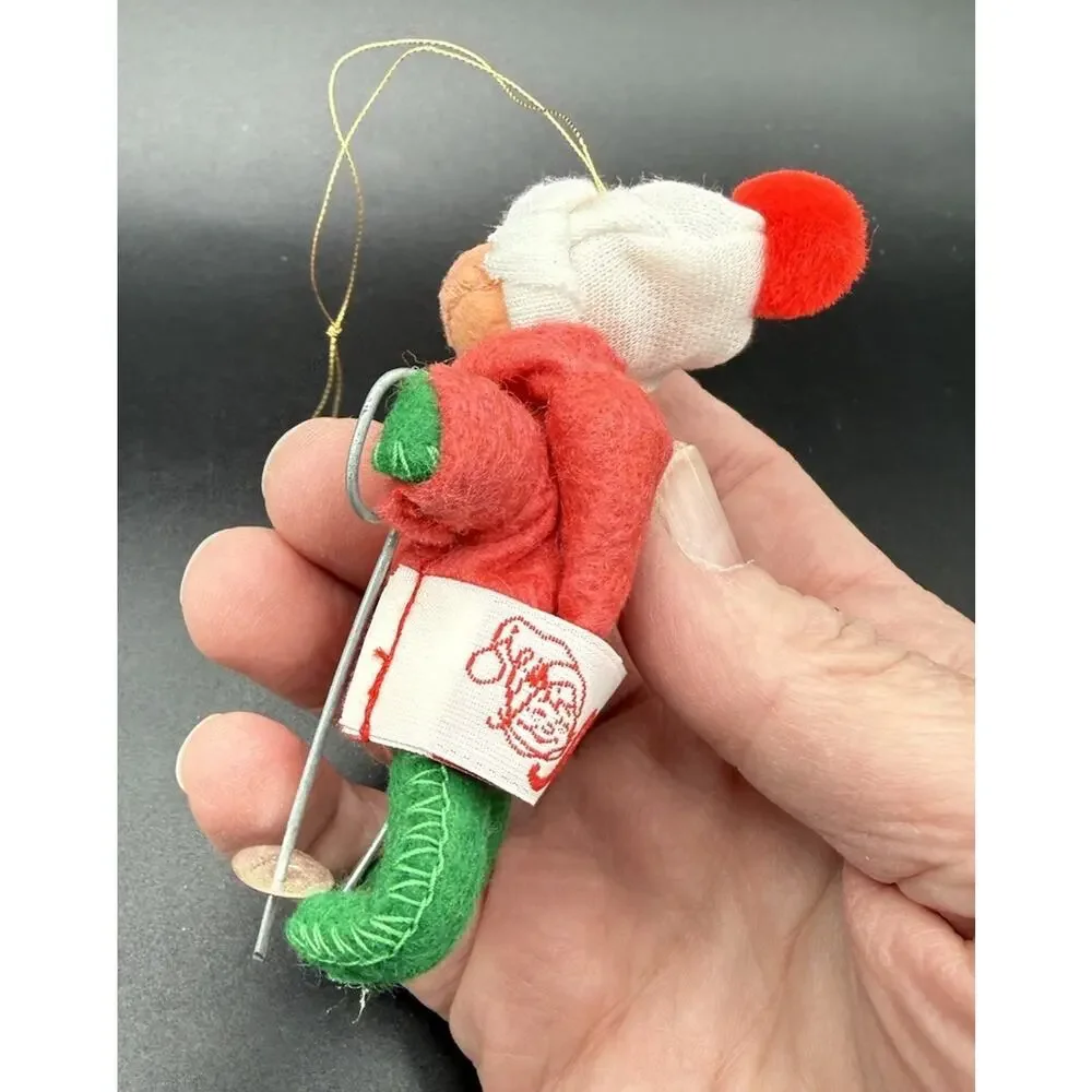 Vintage Annalee Mobilitee Dolls Skier Christmas Tree Ornament 1990 -Lo16